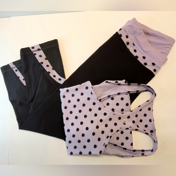 lululemon athletica Pants - Lululemon Run: Inspire Crop II Blac /Lilac /High Noon Dot Lilac/ size 8